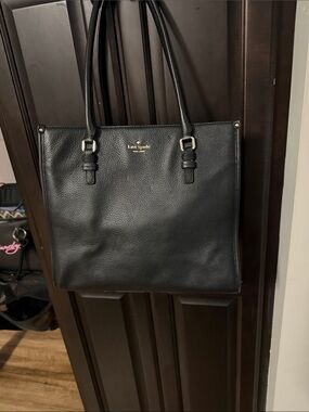kate spade Black Pebbled Leather Messenger Tote